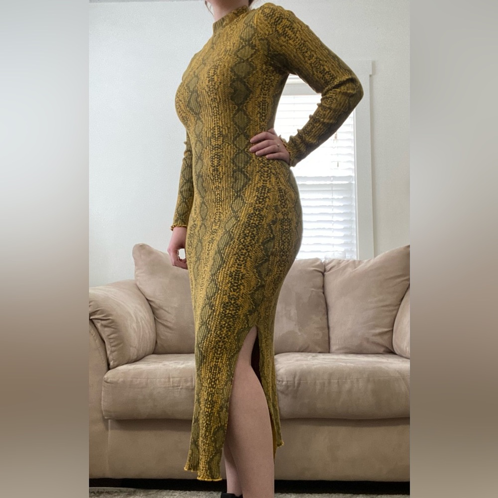 Anthropologie T.la Delilah Snake Print Midi Dress Size Small